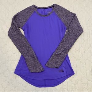 The North Face Purple/Gray Raglan-style Longsleeved Shirt — size XS